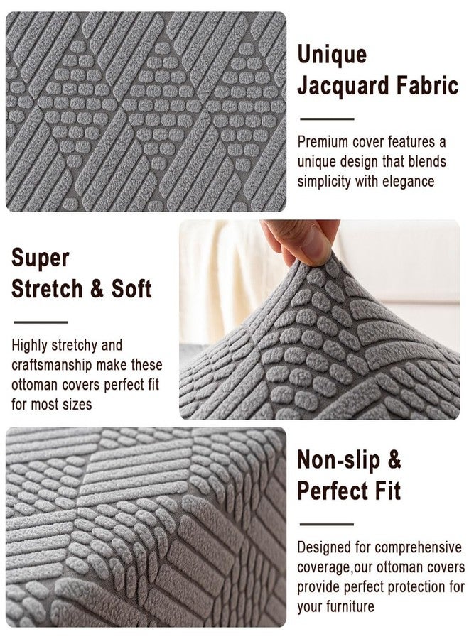 غطاء عثماني مربع كبير قابل للتمدد من Bifaunvogel، غطاء مقعد تخزين عثماني، أغطية قابلة للإزالة، أغطية جاكار مكعبة للعثمانيين المربع، غطاء مسند قدم طاولة قهوة بقاعدة مطاطية، رمادي داكن كبير - Image 3